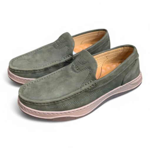 Men's Olive Green Leather Loafers - Style and Comfort