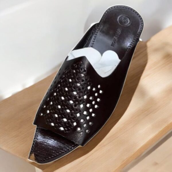 Men's Perforated Leather Mules - Comfort and Style