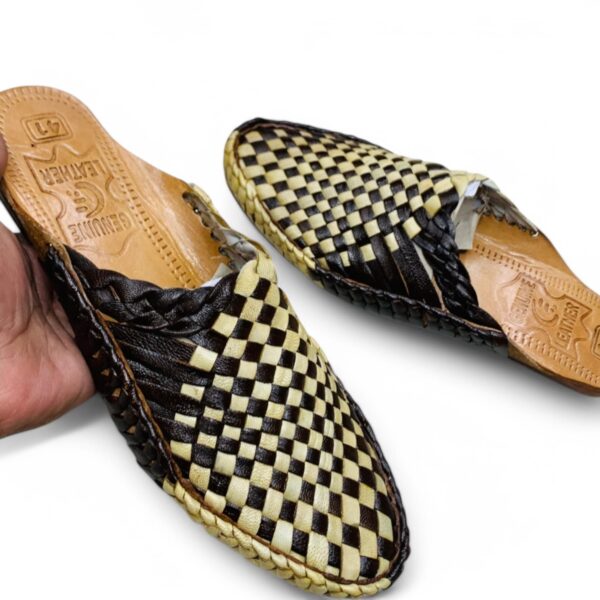 Handcrafted Woven Leather Mules - Kolhapuri Inspired with Genuine Leather