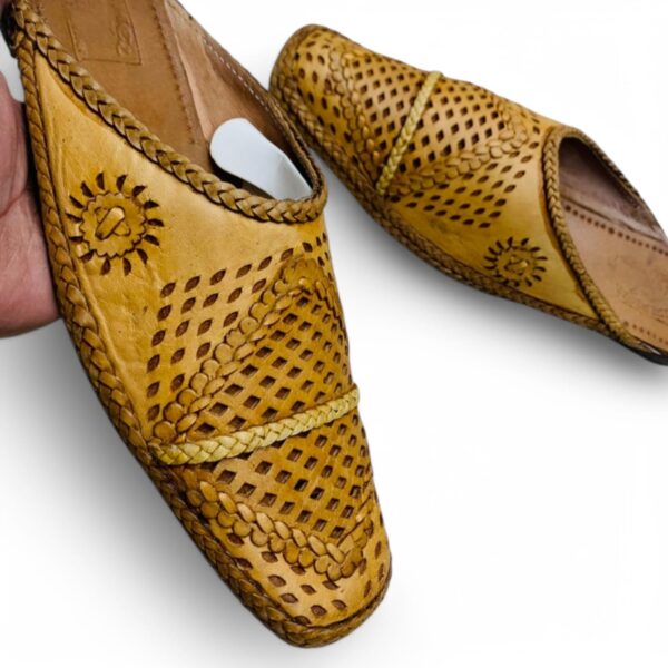 Handcrafted Leather Mules with Intricate Detailing - Brown