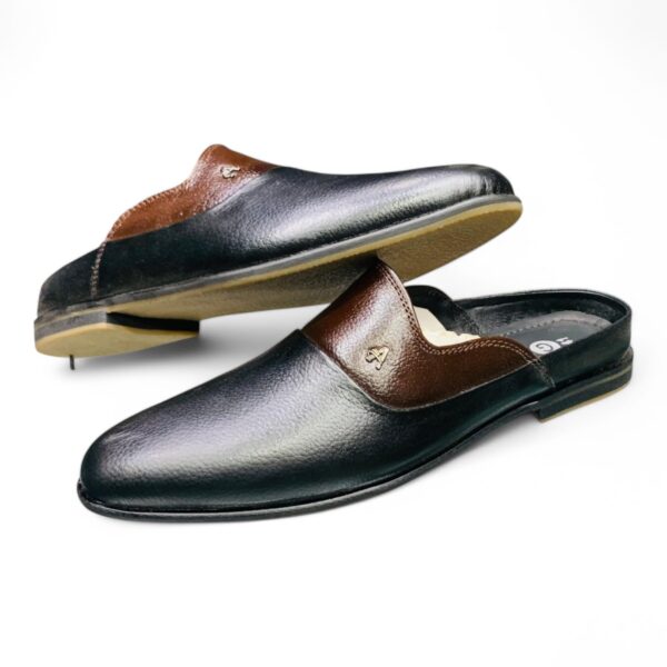 Men's Two-Tone Leather Mules/HHalf shoes for men - Black/Chocolate