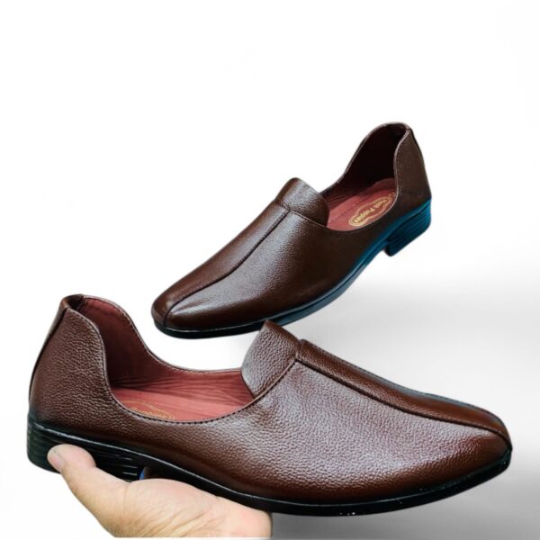  Men's Brown Leather Formal Slip-On Shoes - Polished Elegance & Comfort