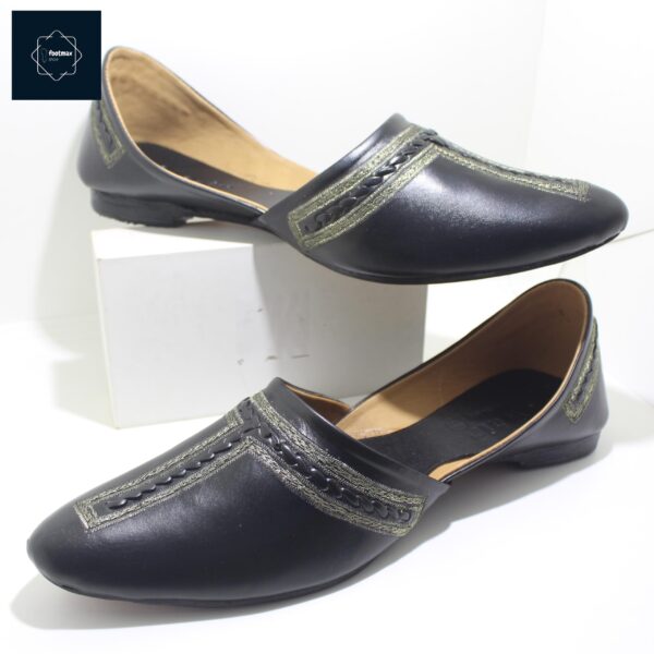 Men Black Leather Ethnic Flats - Handcrafted Elegance-nagra shoes for all leather