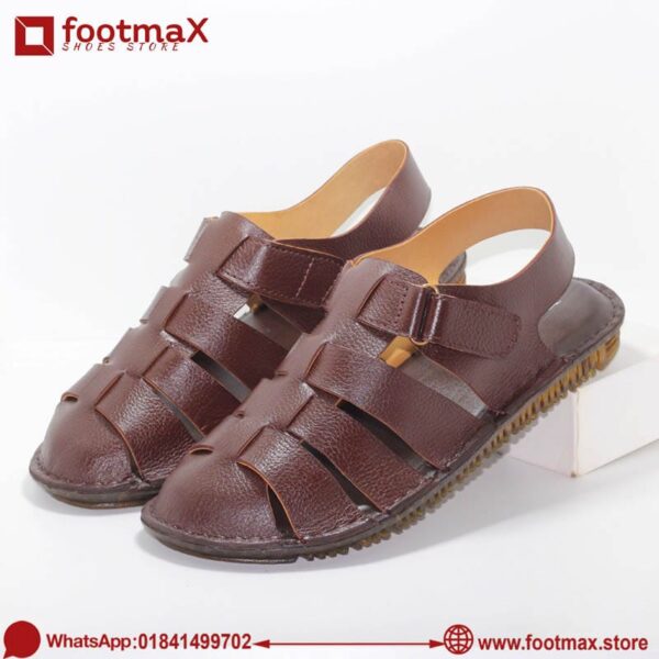 Genuine leather sandals belt comfortable chocolate leather sandals